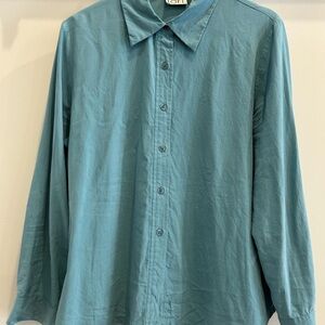 Ann Taylor Teal Casual Button Down Shirt